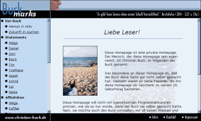Screenshot meiner coolen Homepage